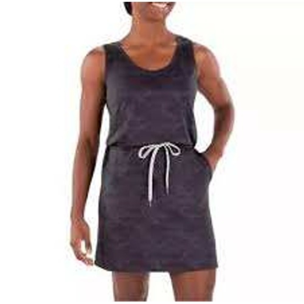 Members Mark Soft Dress Black Knit Tank Sleeveless‎ Drawstring Waist Midi M